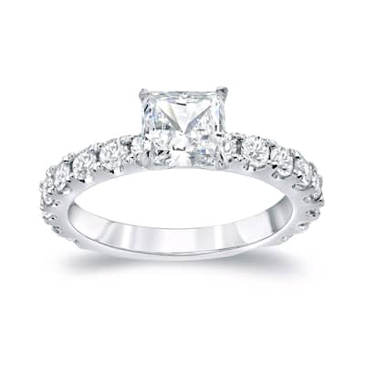 Auriya Platinum 2ctw Classic Princess-cut Diamond Engagement Ring Certified