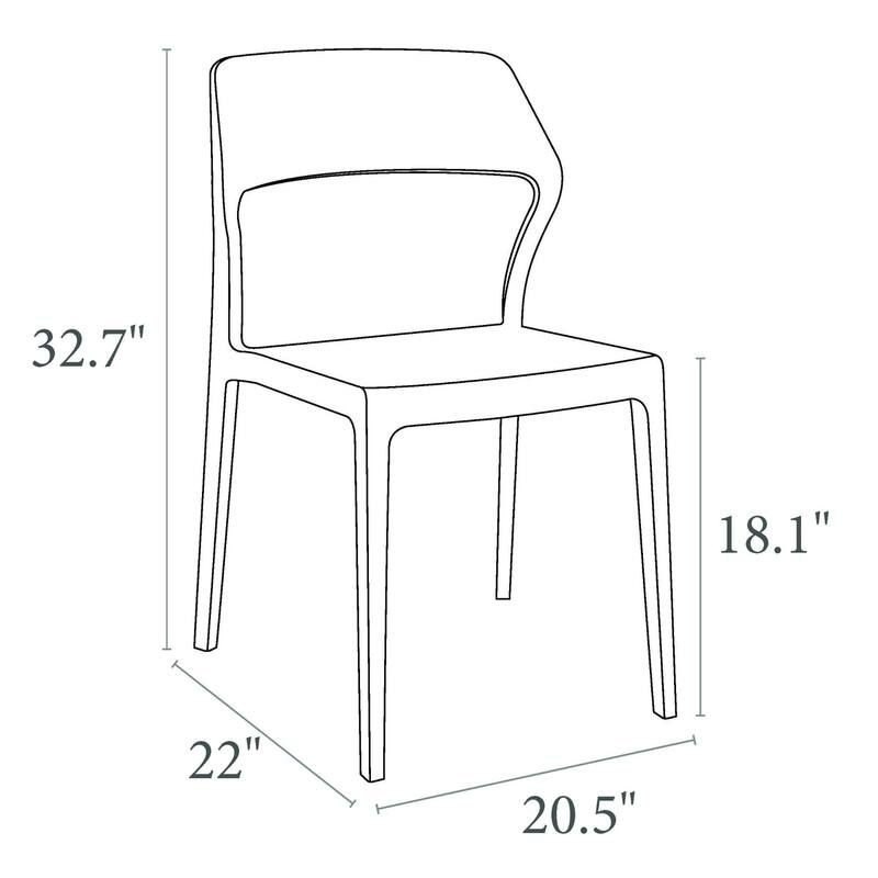 32.75" Black Solid Patio Dining Chair