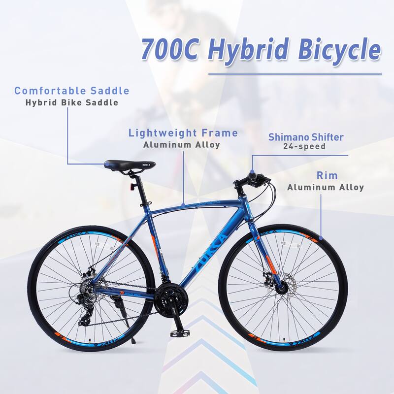 21 Inch Mountain Bike with Aluminum Frame, Road Cycling Bicycle with 24-Speed, Dual Disc Brake & Comfortable Saddle for Teens