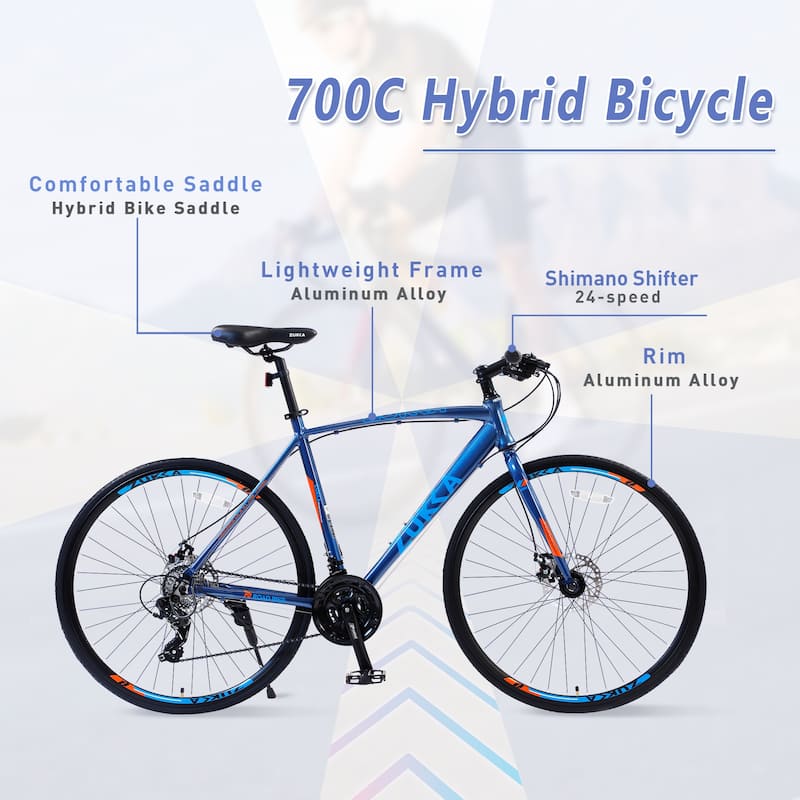 24 Speed Hybrid Bike Road Bike City Bicycle Unisex Bikes