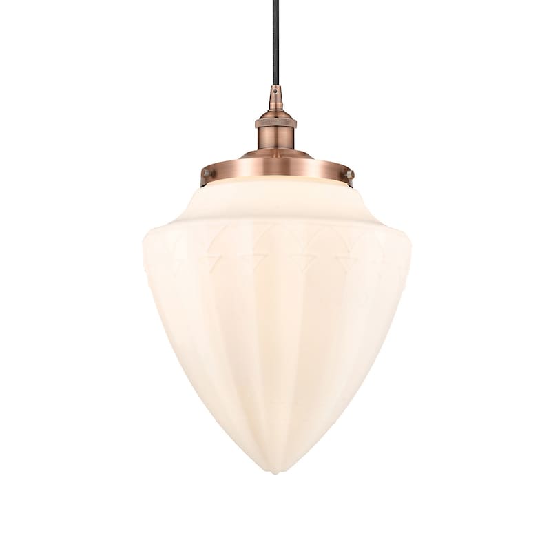 Innovations Lighting 616-1PH-17-12 Bullet Pendant Bullet 12" Wide - Antique Copper / Matte White