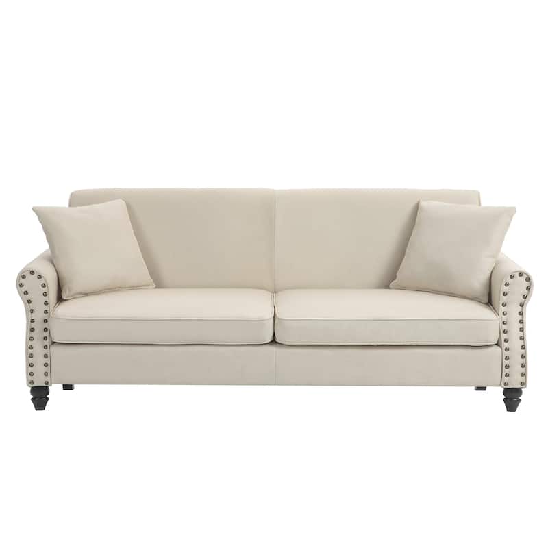 73" Sofa with Nailhead Trim Rolled Arms