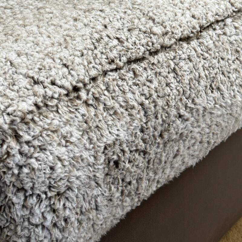 Roundhill Furniture Marvella Living Room Chair with Chocolate Faux Leather Upholstery and Curly Shearling Cushions