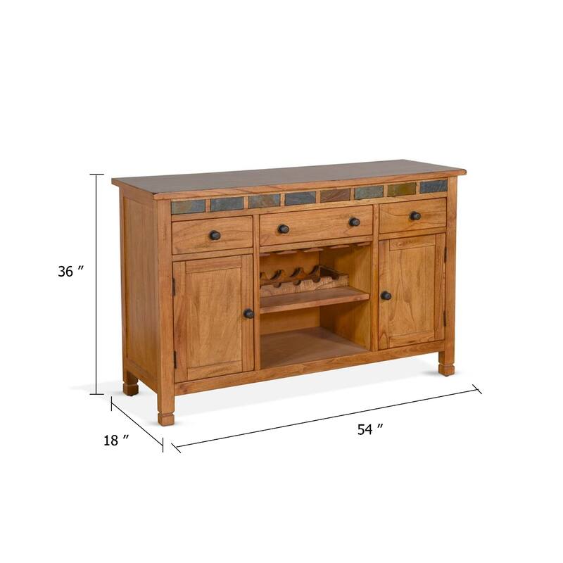 Tamara Buffet Server with Drawers, Cabinets, Beige Mahogany Mindi Wood