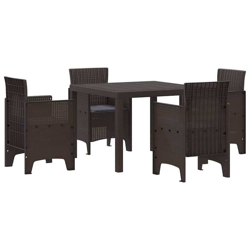 vidaXL Garden Dining Set 3/5 pcs Anthracite/Brown Polt rattan - 100 x 100 x 73 cm