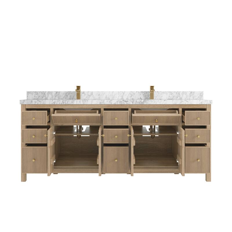 Willow Collections 84 in. W x 22 in. D Sonoma Teak Double Sink Bathroom Vanity with Countertop