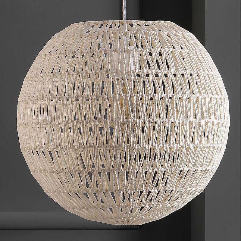 Campana 1-Light Bohemian Modern Woven Rattan/Iron LED Pendant, by JONATHAN Y