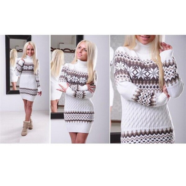 white christmas sweater dress