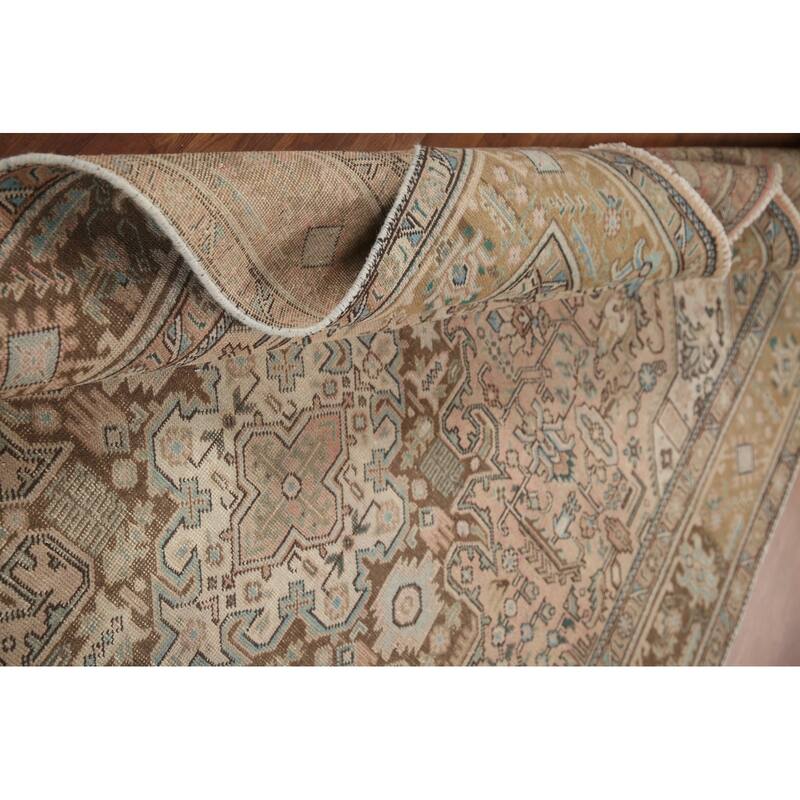 Hand Knotted Oriental 100% Wool Carpet Traditional Medallion Pink Tabriz Area Rug - 9' 7'' X 6' 7''