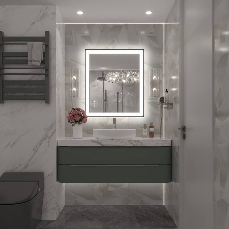 Extra Large Black Frame LED Bathroom Vanity Mirror with 3 Years Warranty and UL Certified