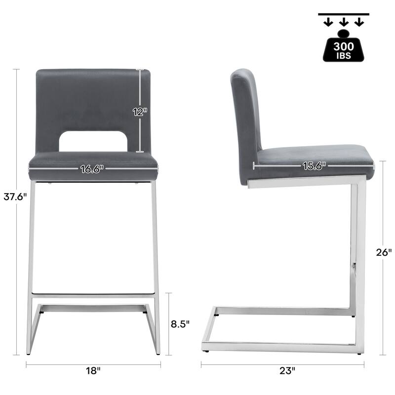26" Counter Height Bar Stools Set of 2/3 with Metal Frame - 18"W x 23"D x 37.6"H