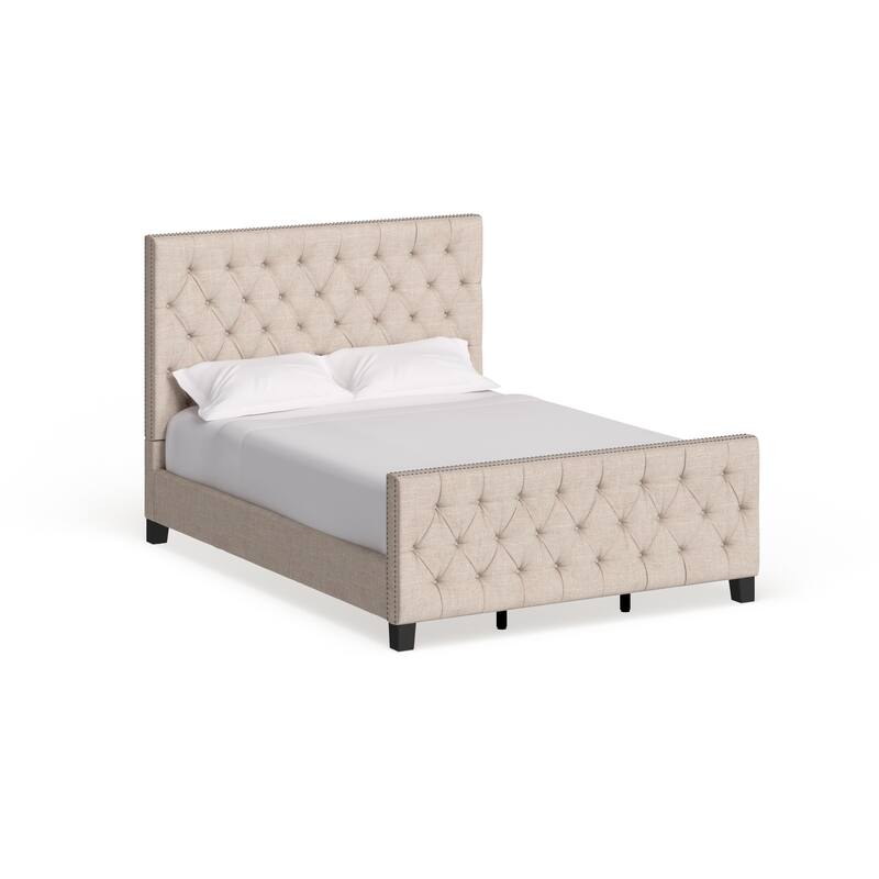 Knightsbridge Tufted Nailhead Chesterfield Bed with Footboard by iNSPIRE Q Artisan - Queen