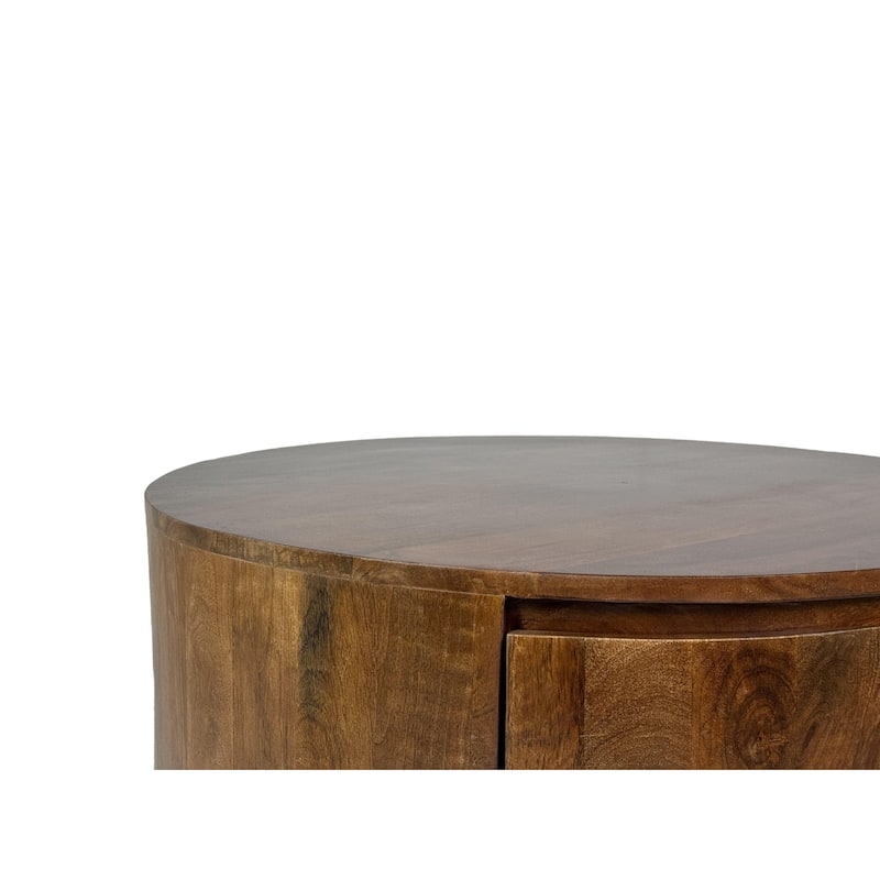 2-Drawer Round Coffee Table - 30" - Chestnut Finish