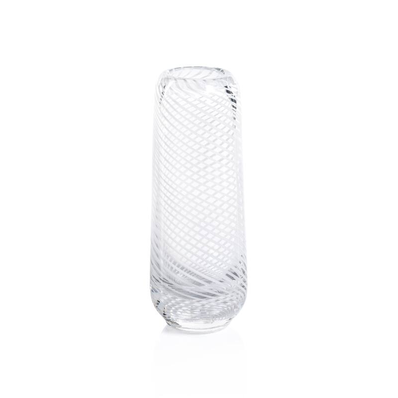 Chantilly Swirl Glass Bud Vase - White - Tall Narrow- 2.75" x 6.25"