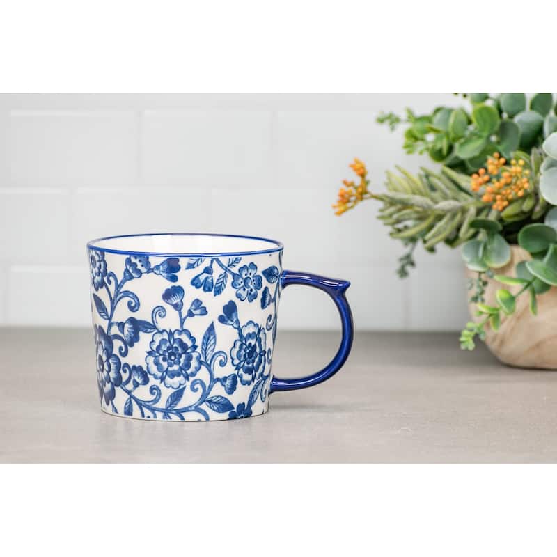 10 Strawberry Street Madison Flora Mugs, Set of 4