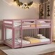 preview thumbnail 39 of 61, Low Height Design Twin Over Twin Floor Bunk Bed in Grey for Kids' Safety,Stylistic Elements Kid's Bunk Bed Pink
