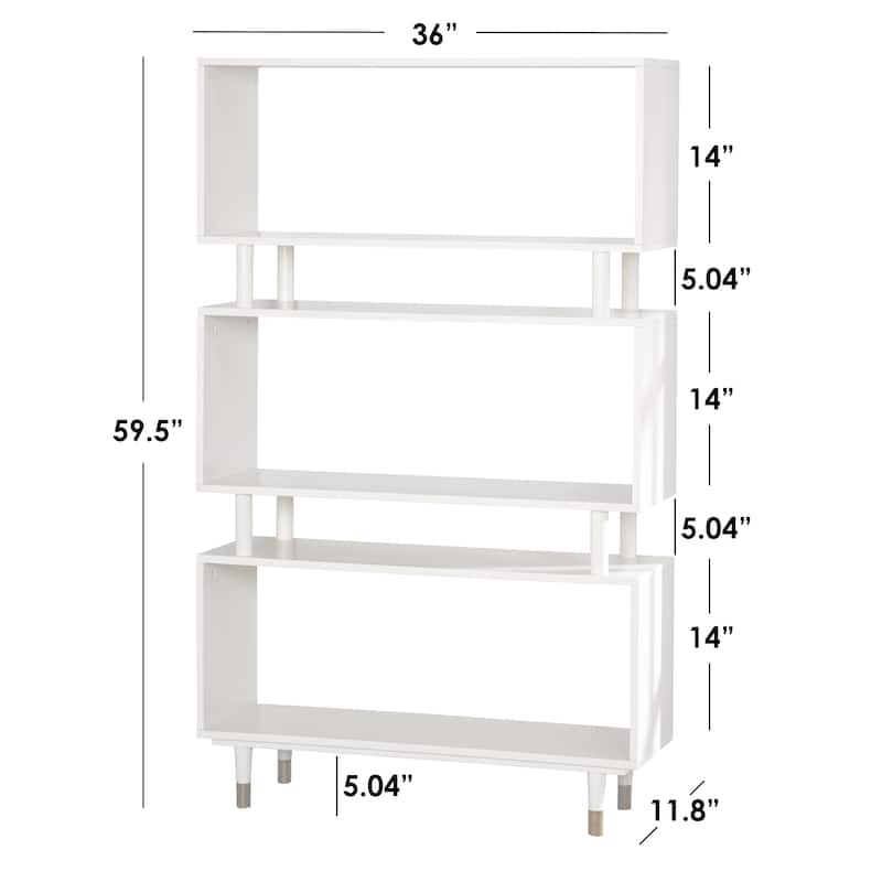 Simple Living Margo Mid-Century Modern 3-tier Bookshelf - 59.5"h x 36"w x 11.8"d