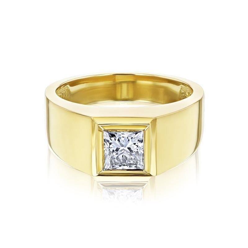 Kobelli 1.28 Carat Lab Grown Diamond IGI Certified 14k Solid Yellow Gold Flush Bezel Princeton Ring - 9 - Yellow