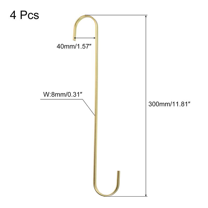 4Pcs Flat S Hooks Hanging Hook for Home Kitchen Storage, 7.6mm