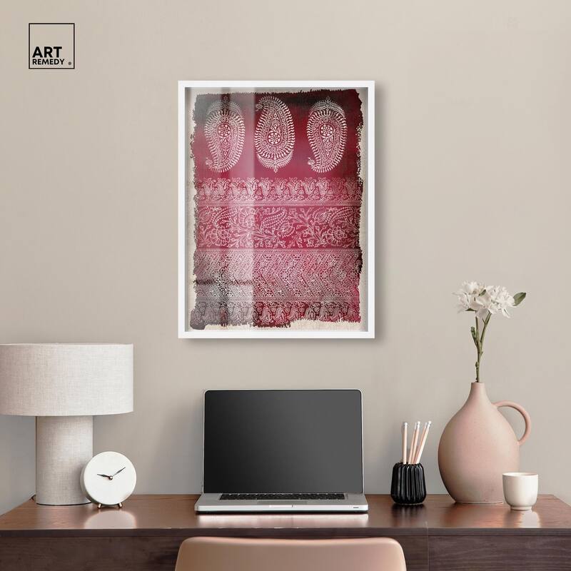 Burgundy Stamps Shadowbox by Art Remedy