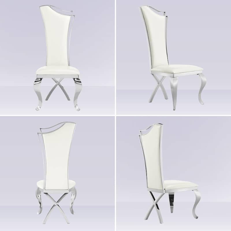 Luxury Upholstered Dining Chairs with Stylish Streamlined High Back with Cabriole X-Shaped Legs