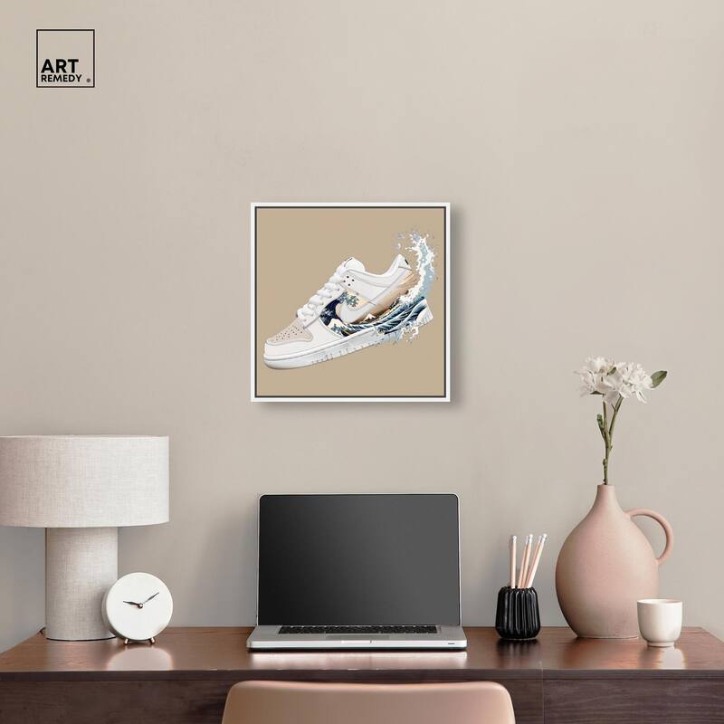 Great Wave Sneaker Splash Canvas by Art Remedy