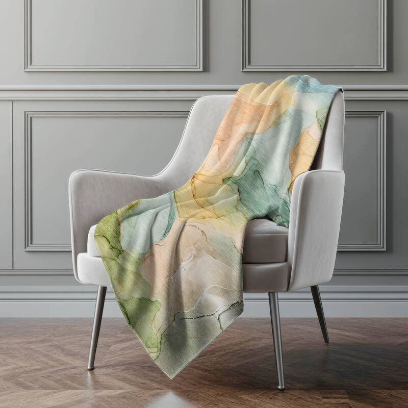 Premium Machine Washable Abstract Contemporary Sherpa Throw Blanket - Blue - 4'2" x 5'10"