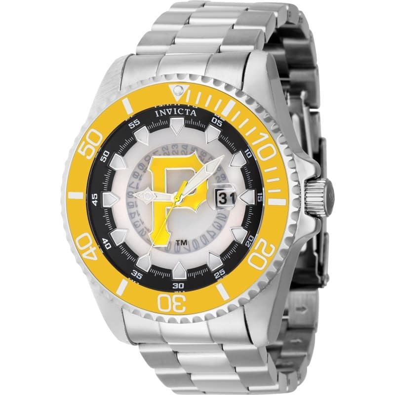 Invicta Men's 43475 MLB Pittsburgh Pirates Quartz Multifunction Yellow, Silver, White, Black Dial Watch - Yellow