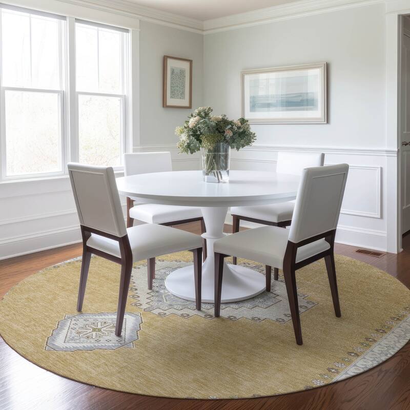 Machine Washable Indoor/ Outdoor Boho Traditional Chantille Rug