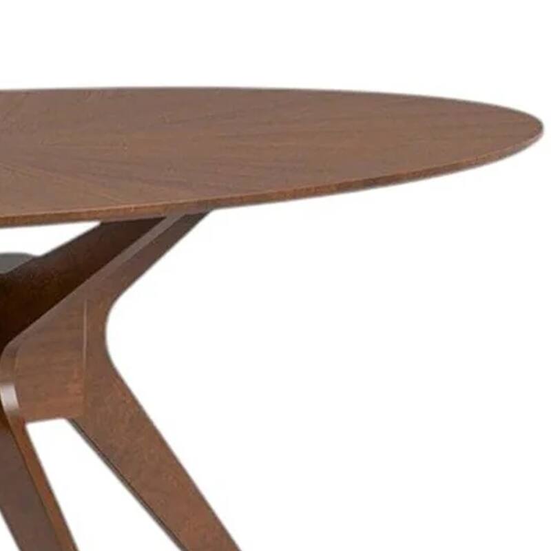 Ebik Dining Table, 71 Inch Oval Top in Walnut Brown Sunburst Veneer - Walnut Brown