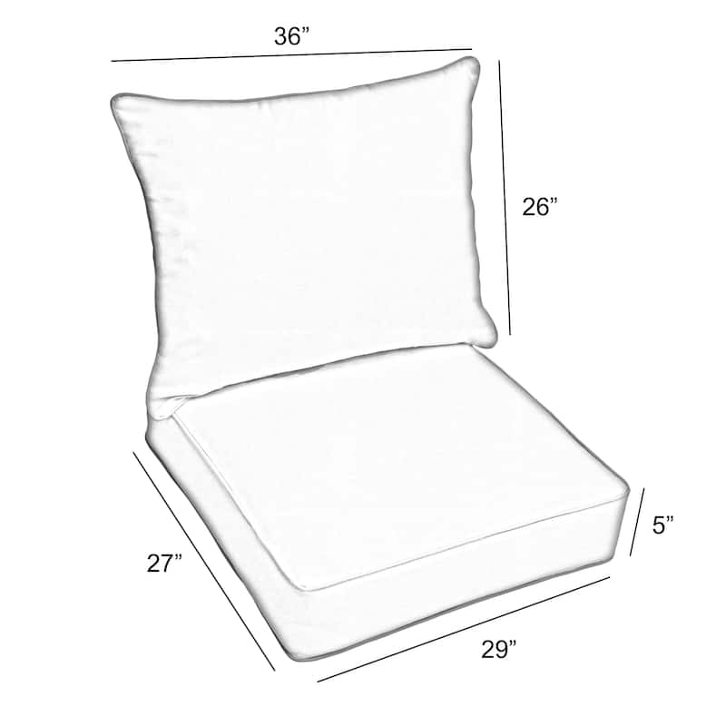 Sorra Home Gardenia Seaglass Outdoor/Indoor Corded Deep Seating Pillow and Cushion Set 22.5in x 22.5in x 5in