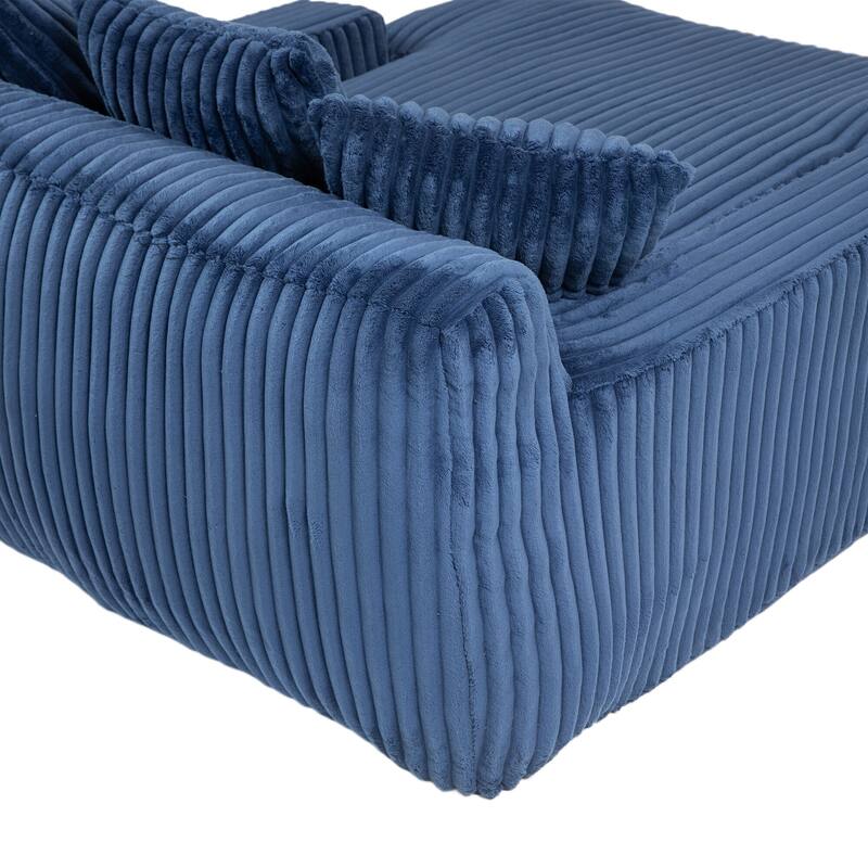 Corduroy lazy sofa bed Living room deep seat sofa with 3 back pillows