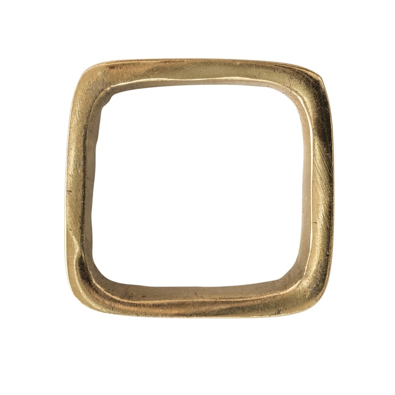 Square Metal Napkin Rings with Leather Tie - 1.8"L x 1.8"W x 0.4"H