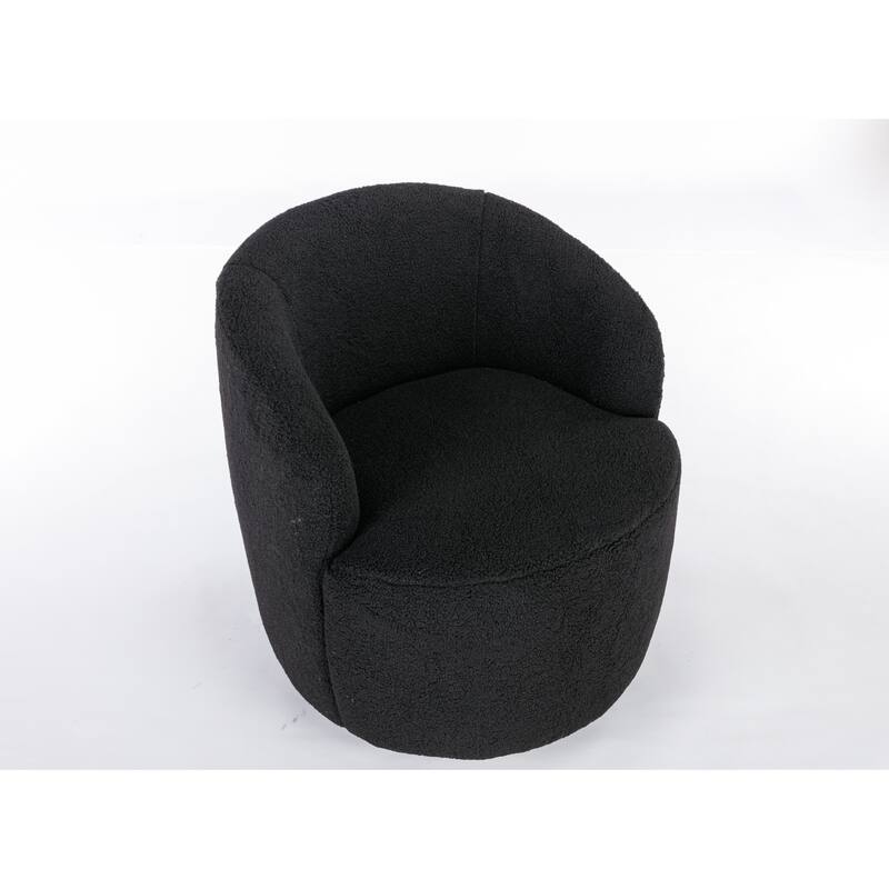 Wool Swivel Barrel Chair with 360° Rotation & Metal Base