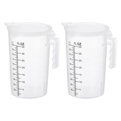 Graduated Beaker, 2 Pack 1000ml PP Plastic Cup Double Sided Black Graduations - Transparent