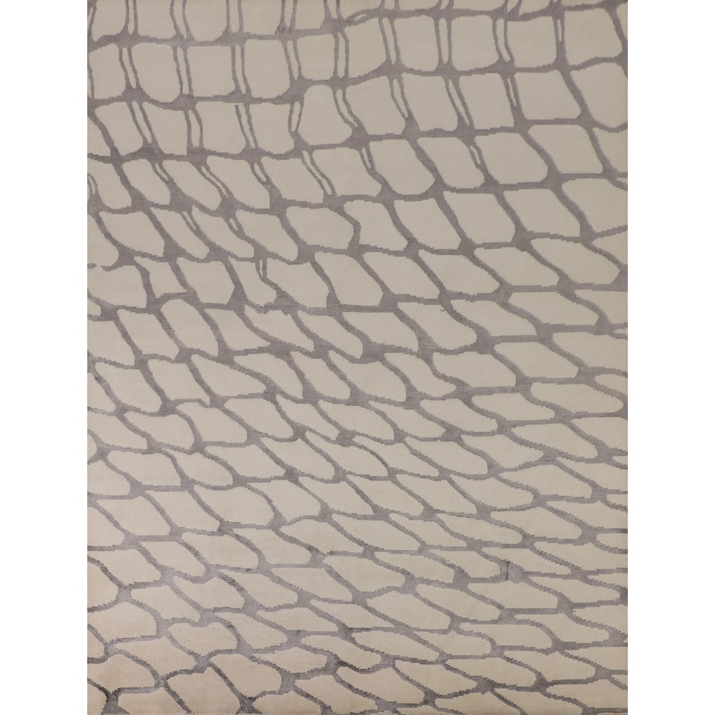 All-Over Nepalese Oriental Area Rug Handmade Wool Carpet - 7'11" x 9'7"