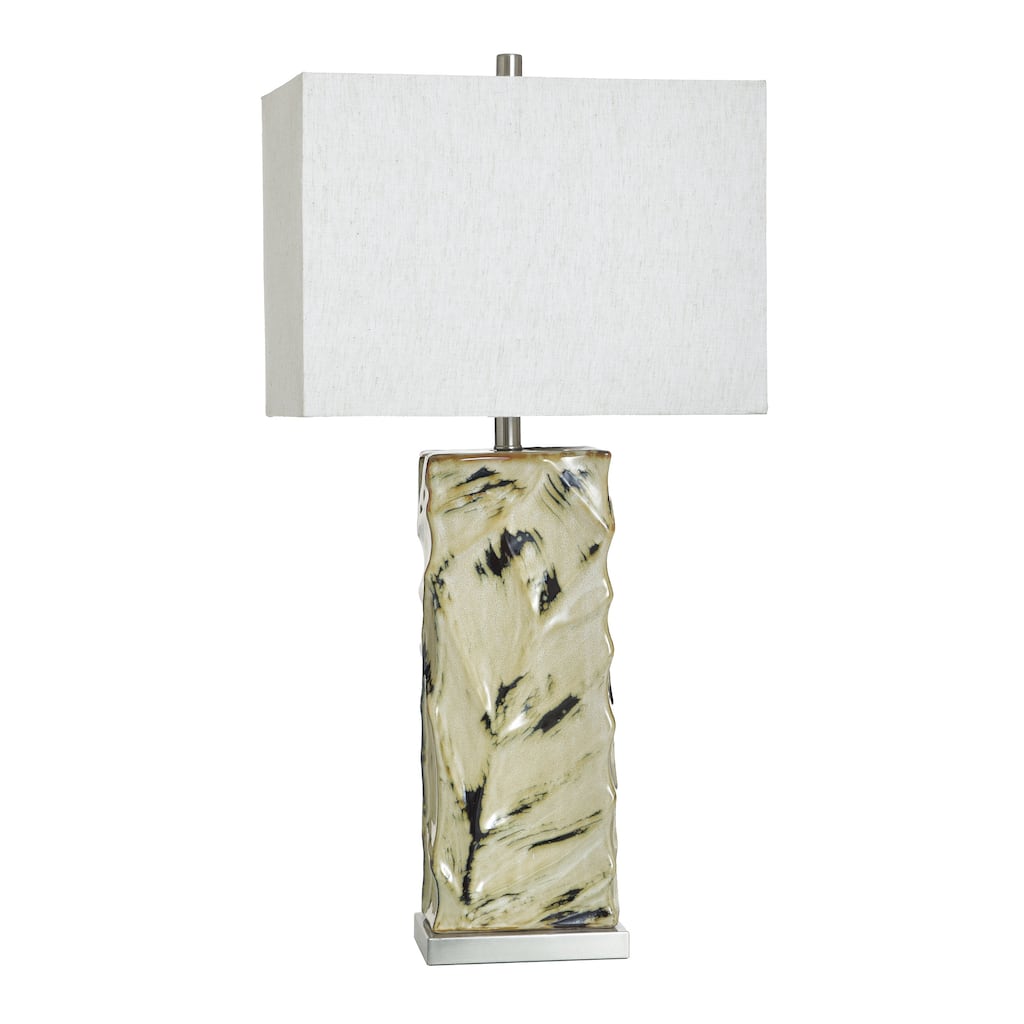 StyleCraft Ceramic Table Lamp - Bali Cream - White Shade