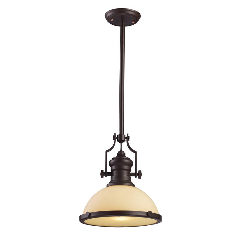 Chadwick 13-inch Wide 1-Light Pendant - 13in W x 13in D x 14in H - Oil Rubbed Bronze, Amber Shade