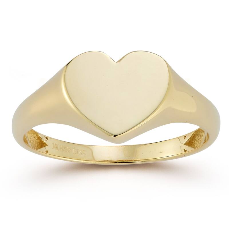 Soleil 14K Gold Flat Heart Signet Ring
