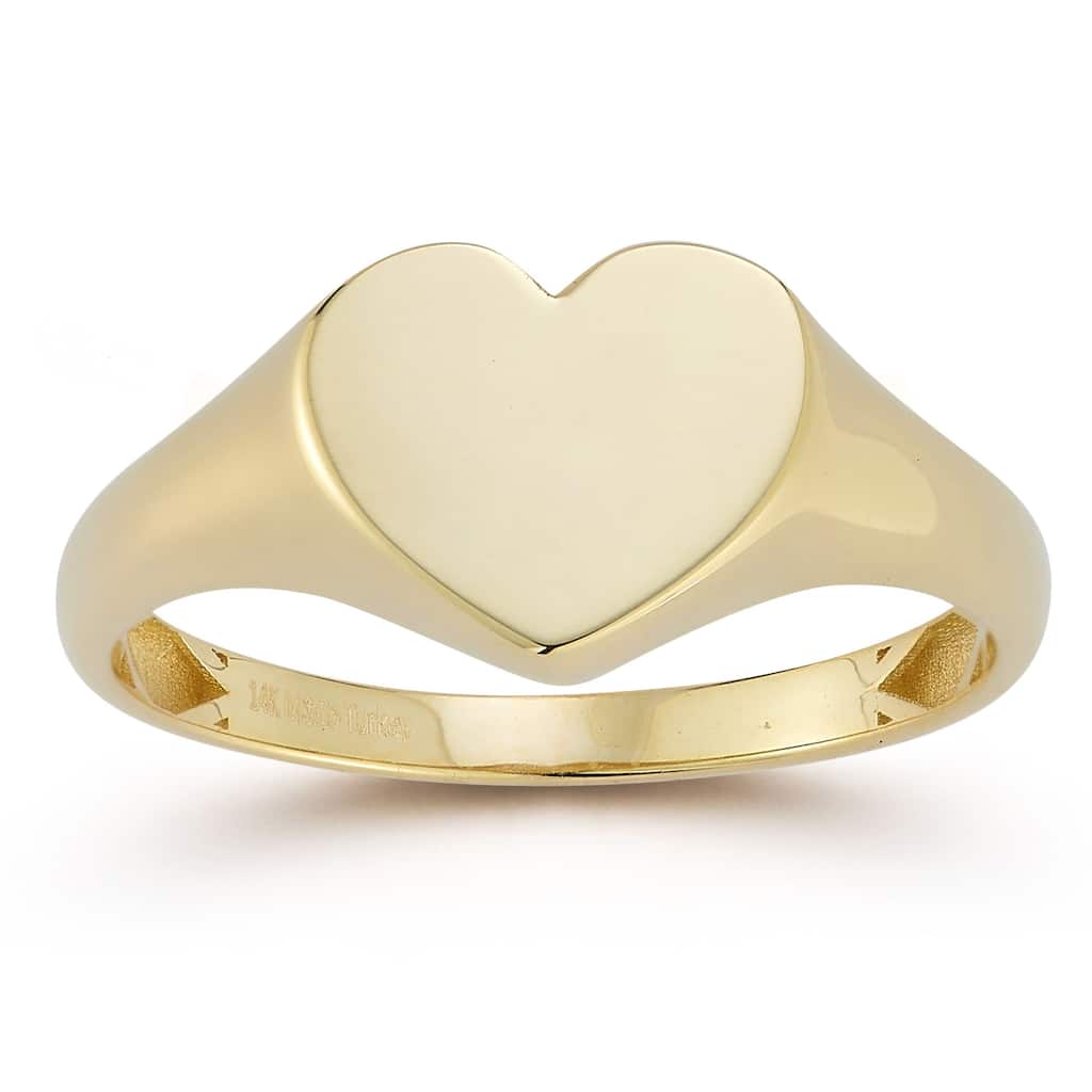 Soleil 14K Gold Flat Heart Signet Ring