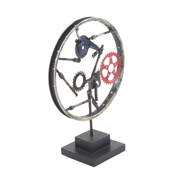 Grey Iron Industrial Sculpture Wheel 23 x 16 x 8 - 16 x 8 x 23