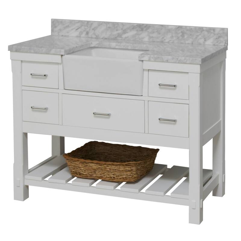 KitchenBathCollection Charlotte 48" Farmhouse Bathroom Vanity with Carrara Marble Top