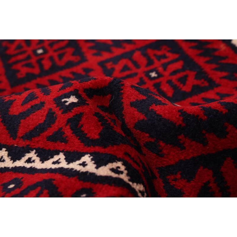 ECARPETGALLERY Hand-knotted Teimani Red Wool Rug - 4'4 x 9'7