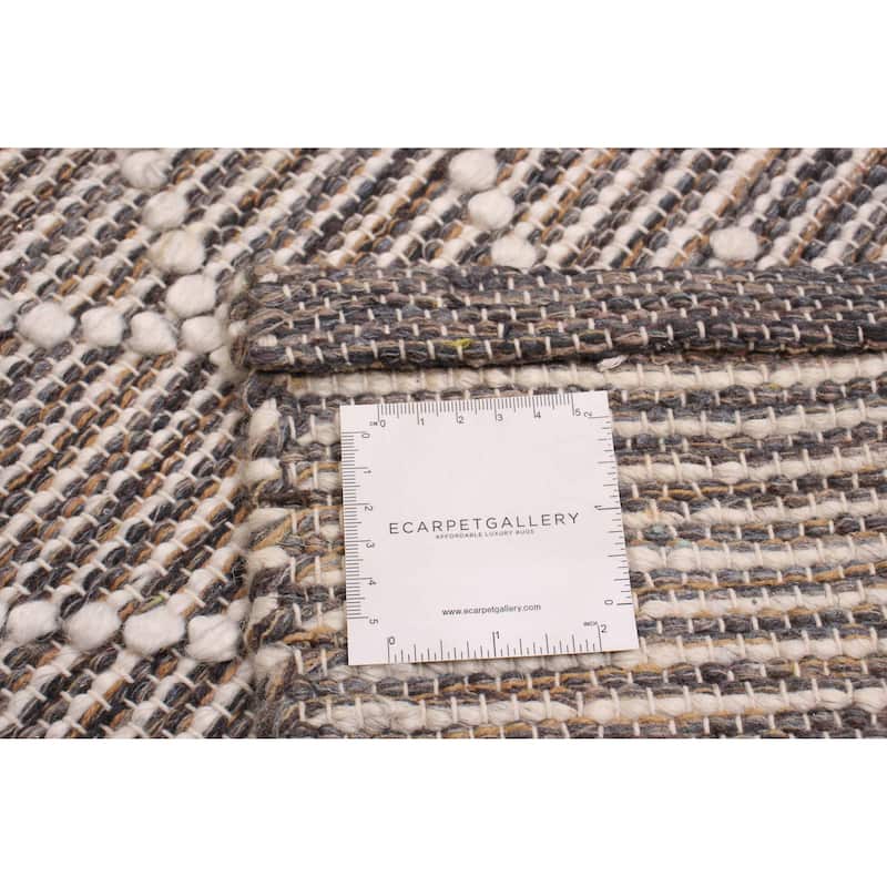 ECARPETGALLERY Braid weave Sienna Grey Wool Rug - 6'0 x 9'3