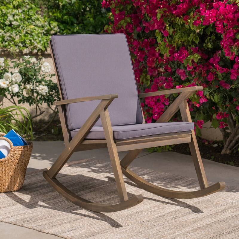 GUS ROCKING CHAIR with Soft Cushions and Durable Wooden Frame, Perfect for Indoor and Outdoor