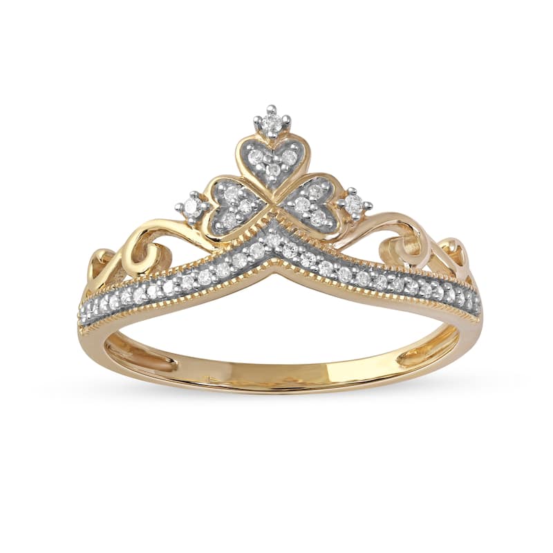 IGI Certified 1/8ct TDW Diamond Crown Wedding Ring in 10K Gold for Women - 7.5 - Yellow