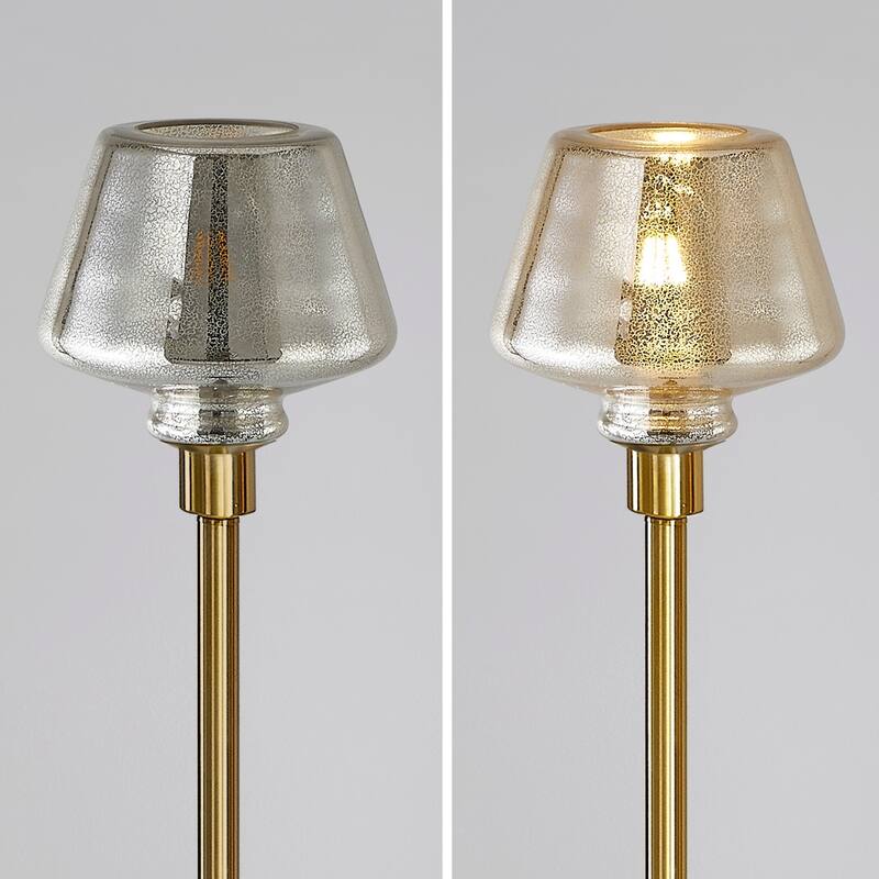 Cafe 71"H LED Dimmable Glass Shade Torchiere Floor Lamp with LED Bulb