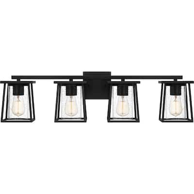 Lodge 4-Light Bathroom Vanity Light in Matte Black