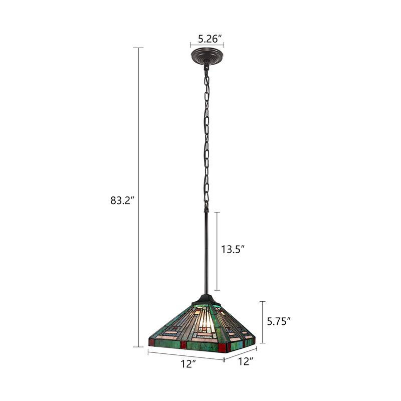 Tiffany-Style 1-Light Mission Ceiling Pendant 12" Shade