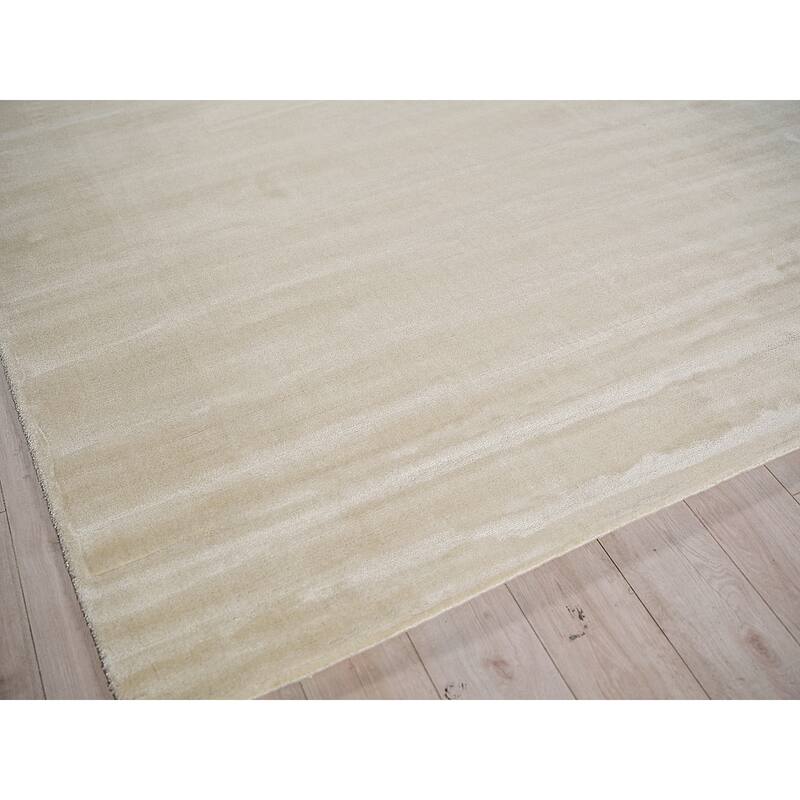 Velutto Modern Handmade Silky Nylon in Light Beige Area Rug